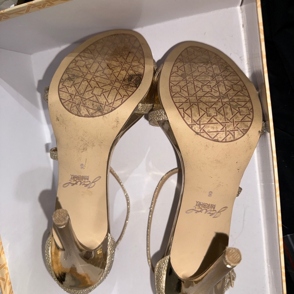 Jewel Badgley Mischka Gold Strappy Heels - Picture 3 of 6